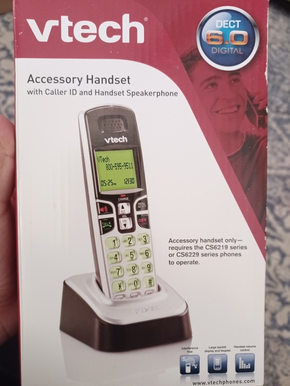VTech Accessory Handset Cordless Phone One- Black/silver